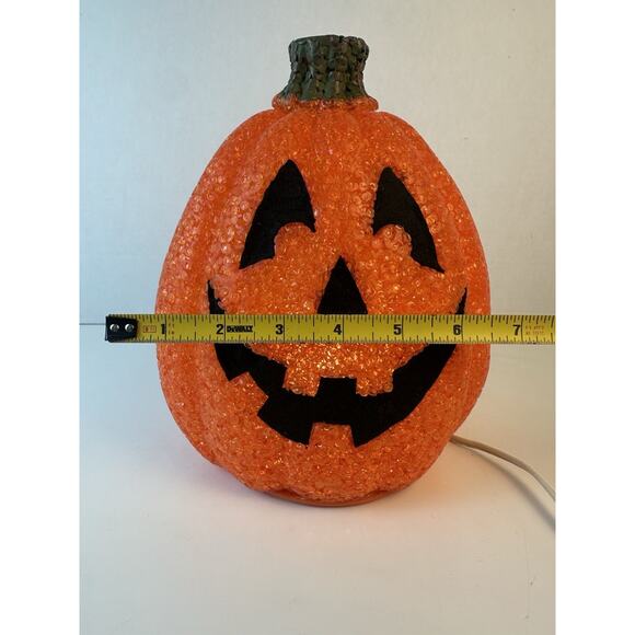 Vintage Melted Plastic Popcorn Light-Up Pumpkin Halloween Jack-o-lantern 1990's - Picture 5 of 6